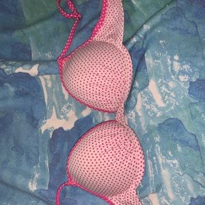 Pink polka dot bikini top